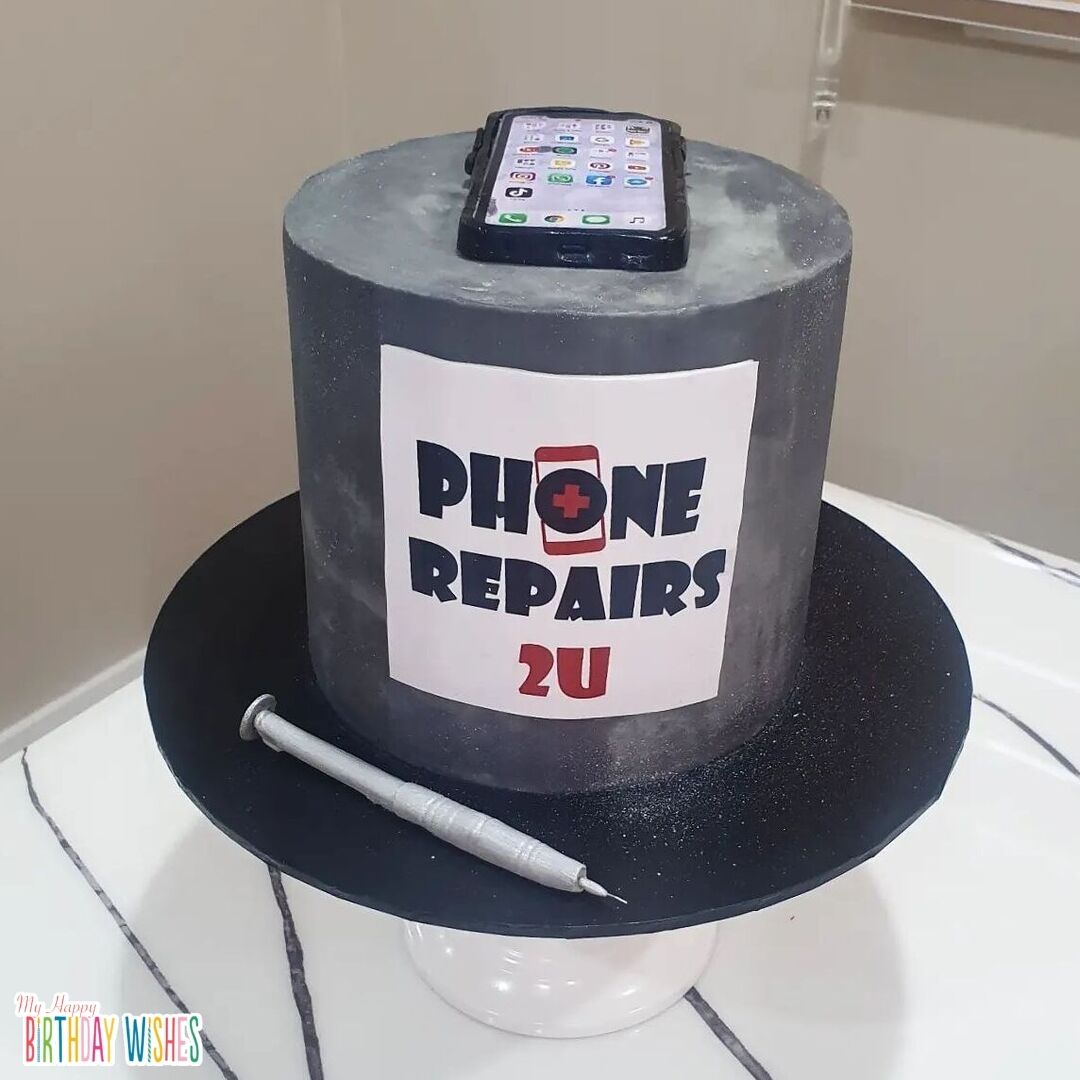 Phone Repair Inspired Cake for Men - is a cake made for technician.