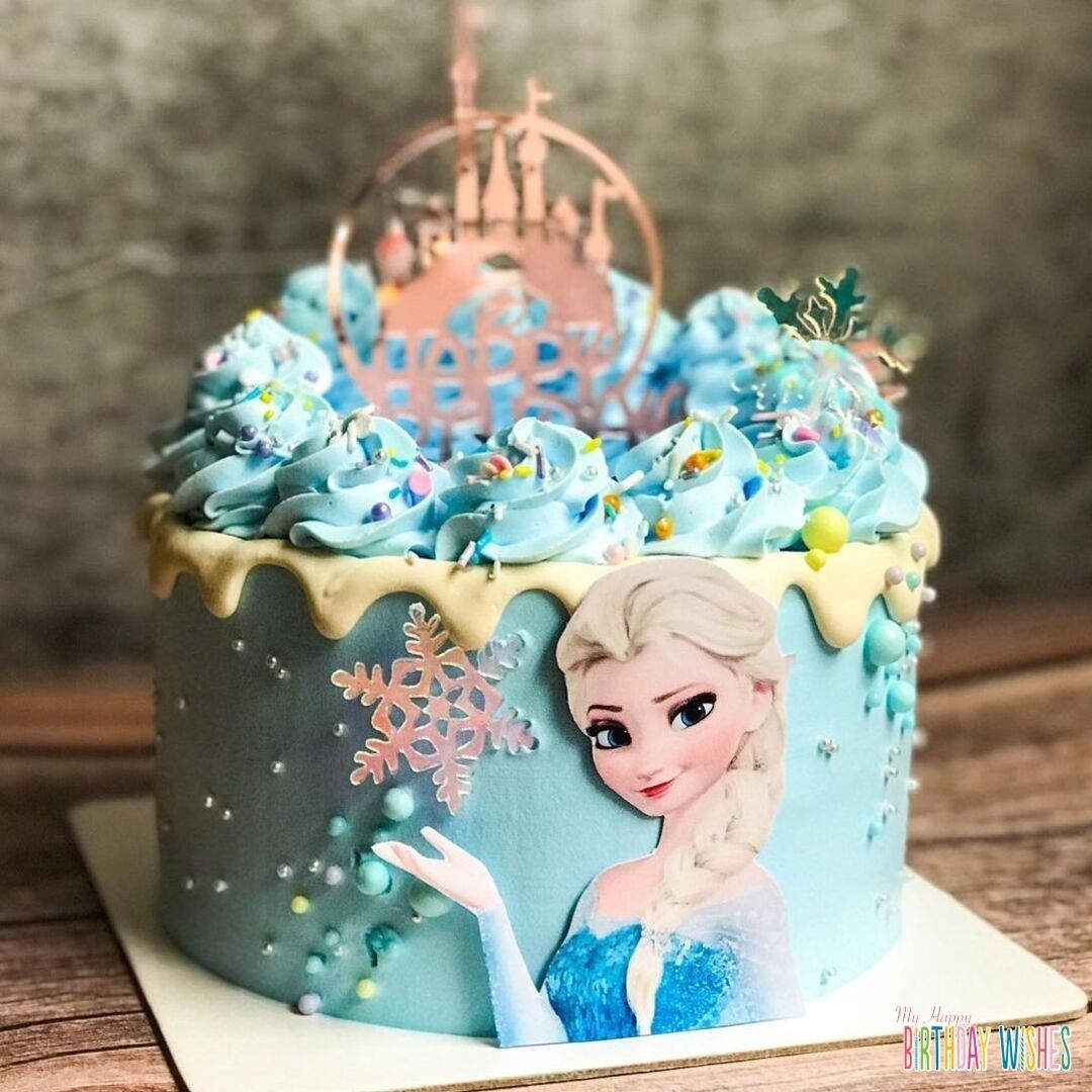 Queen Elsa Money Cake with beads candy designs in top and side.