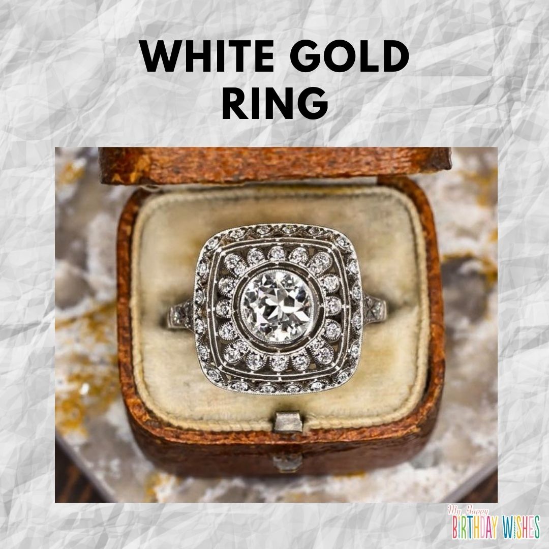 White Gold Ring inside box