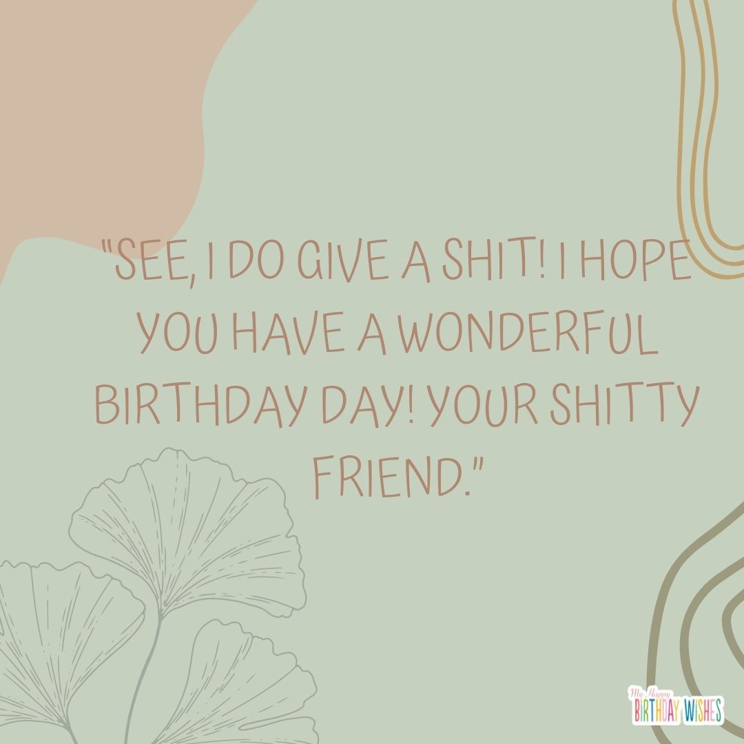 See, I DO give a shit! I hope you have a wonderful birthday day! Your shitty friend. - funny birthday pictures