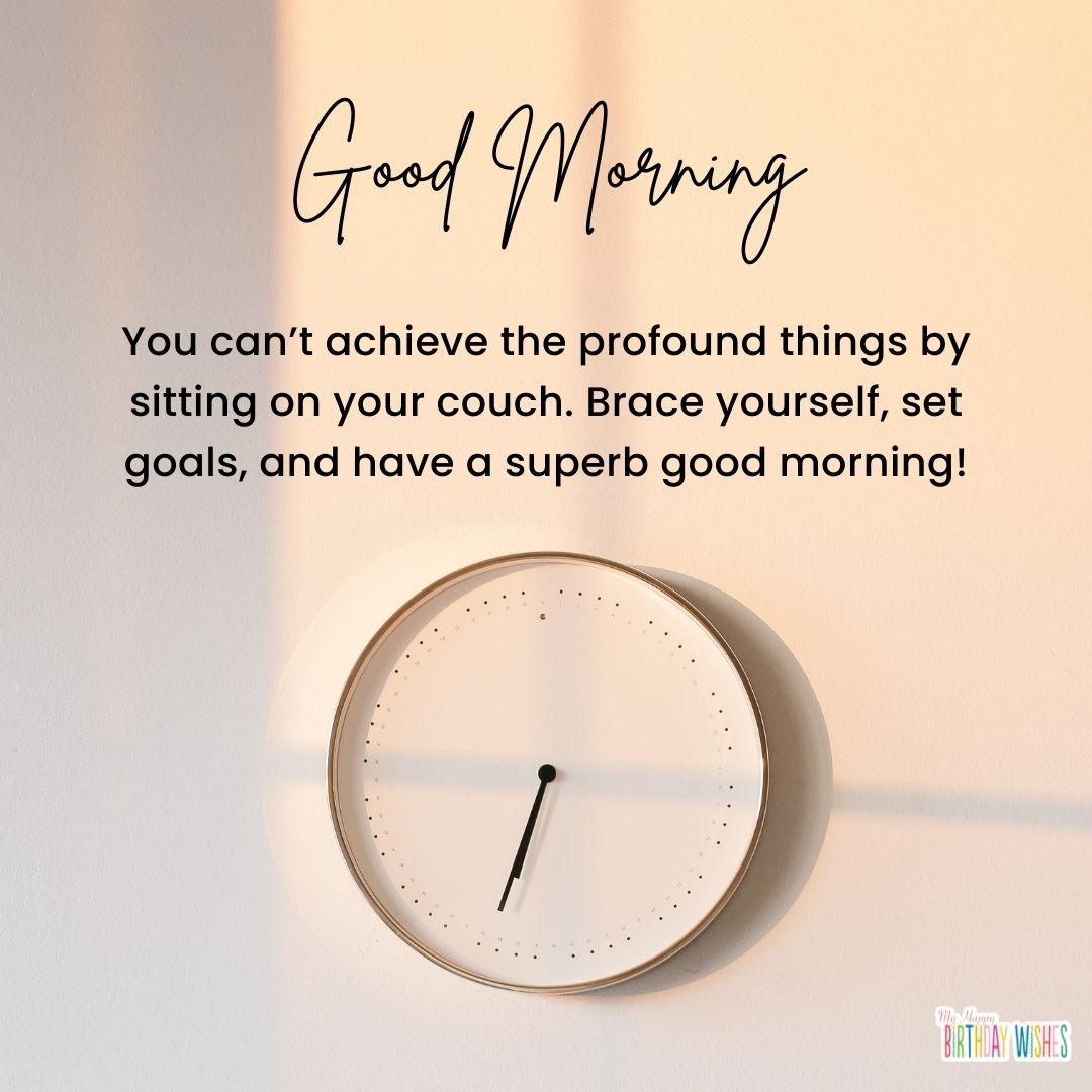 good morning quotes modern design with clock