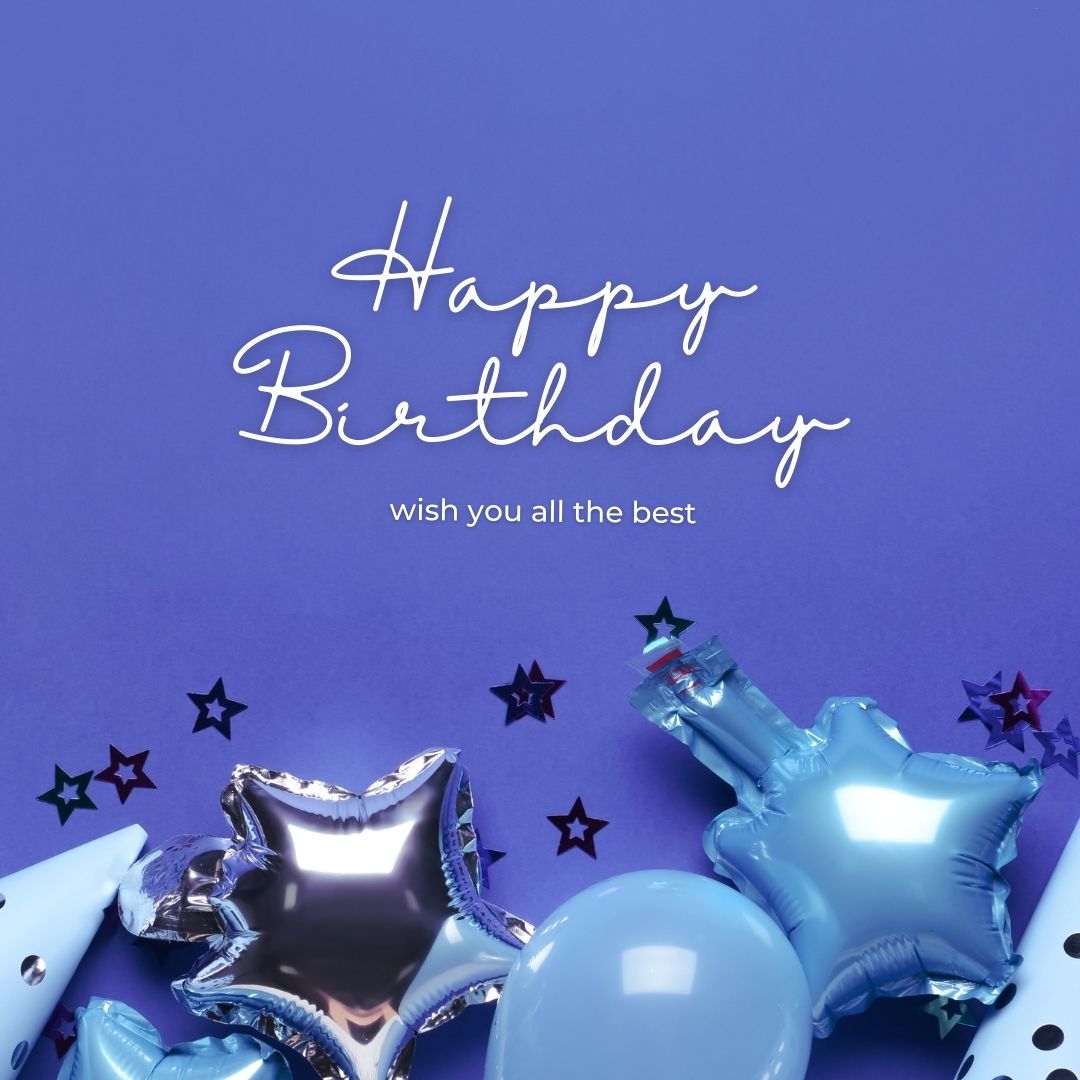 minimal Printable Birthday Card with circle and star shaped balloons