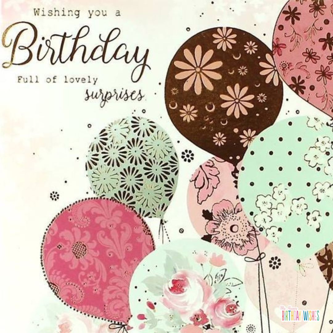 balloons with flowers birthday card