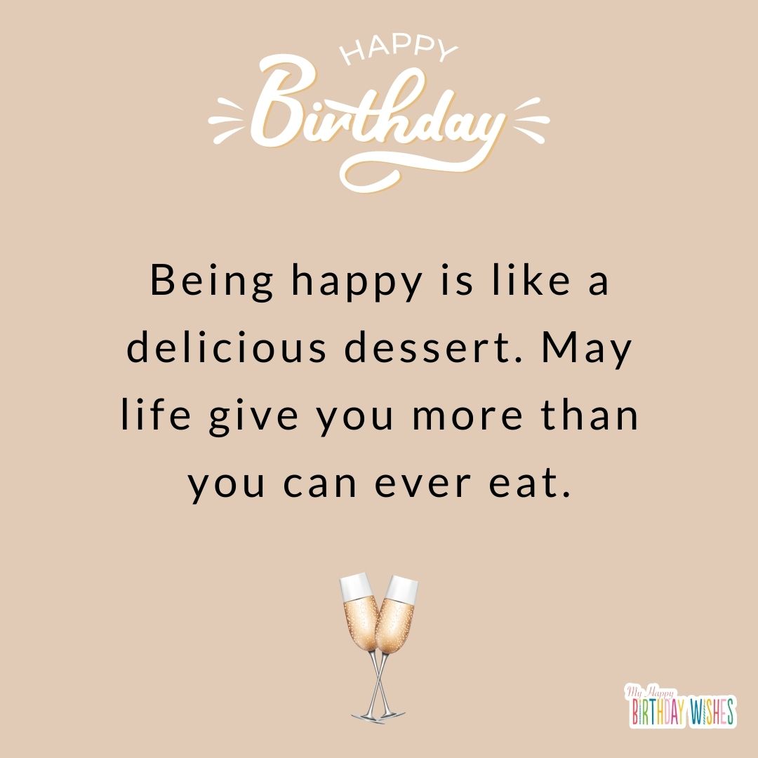 dark cream themed birthday greetings with wine glass