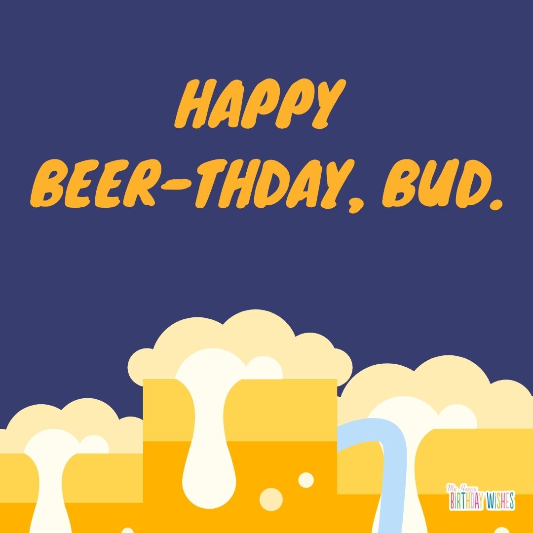 birthday pun about beer with beer minimal design