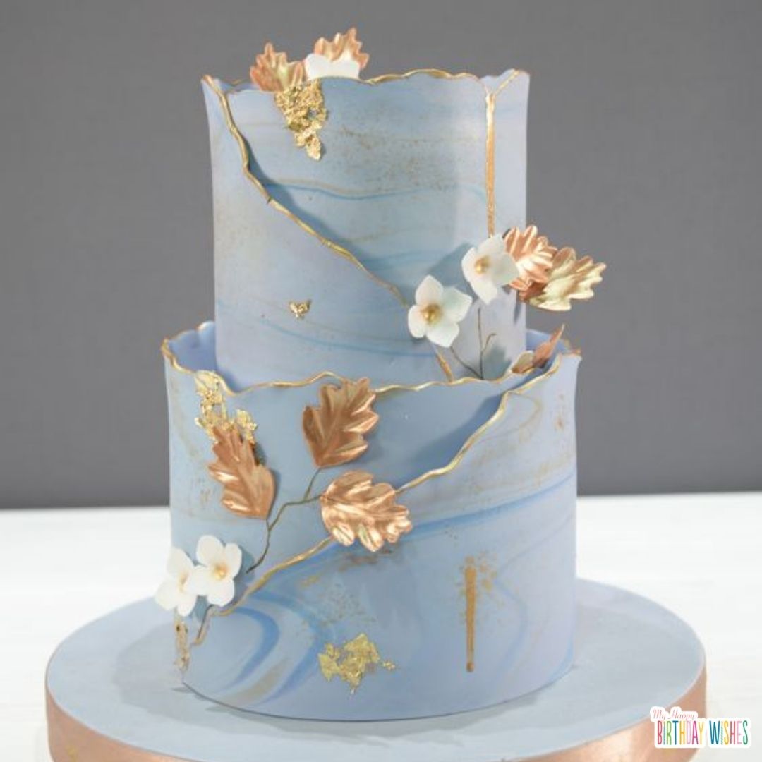 simple Birthday Cake design with blue gradient themed design