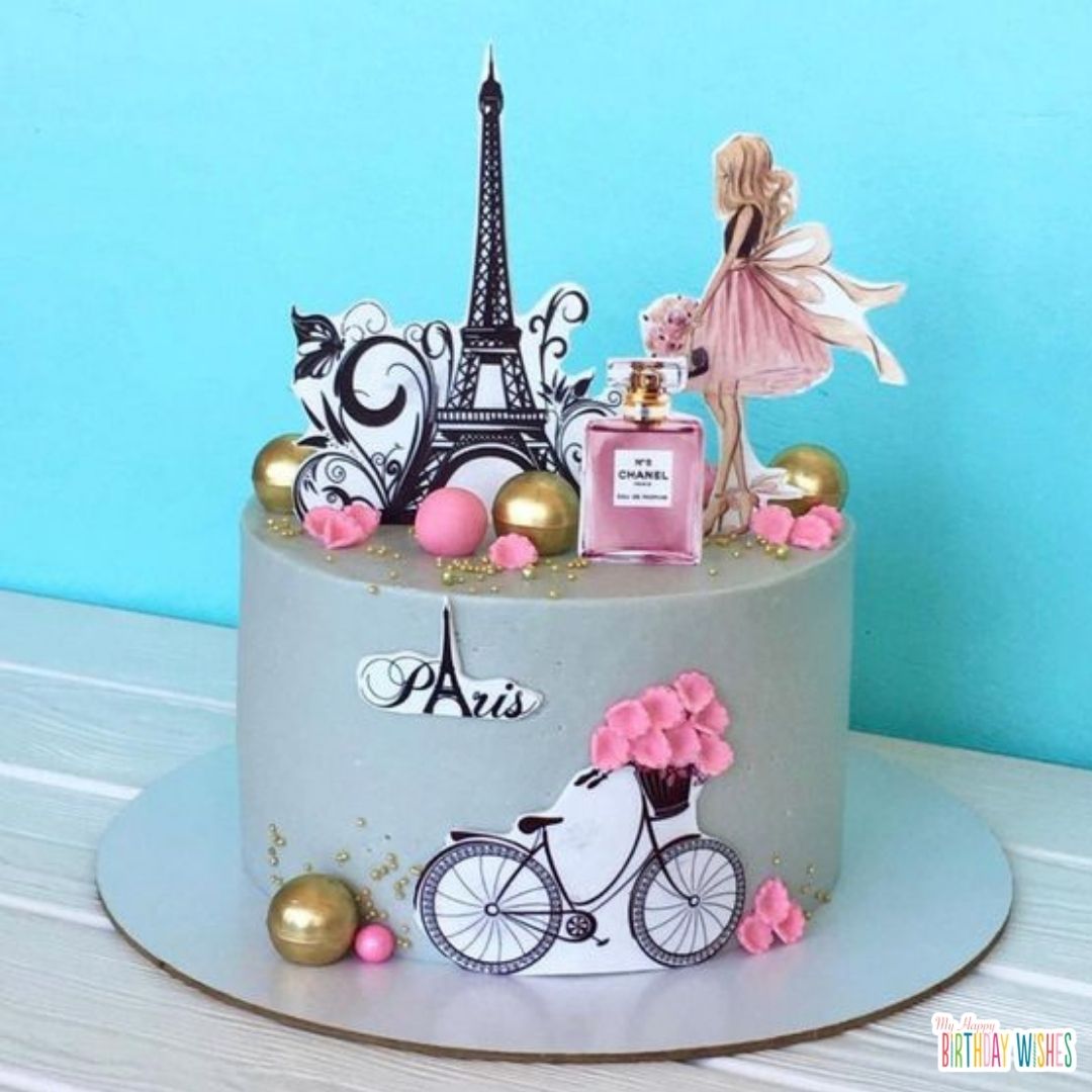 paris themed birthday cake