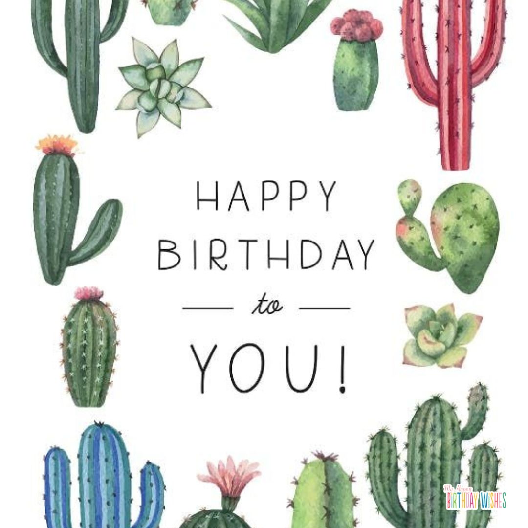 birthday card with cactus design
