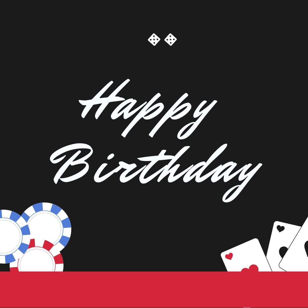 minimal design Printable Birthday Card with cards and deck for magic and casino