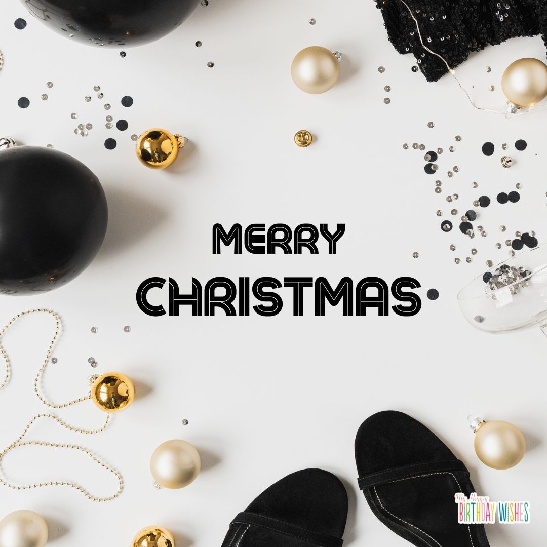 merry christmas with golds, pearls, and sandals design