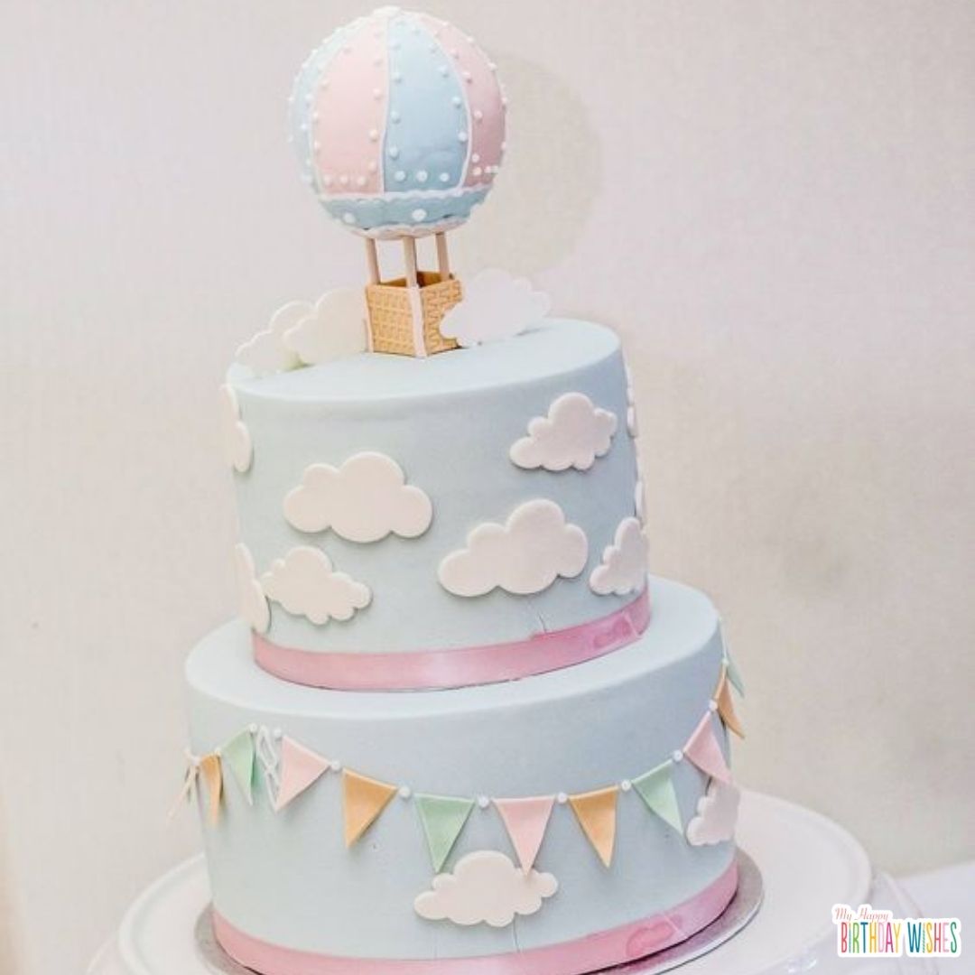 Birthday Cake with hot air theme design
