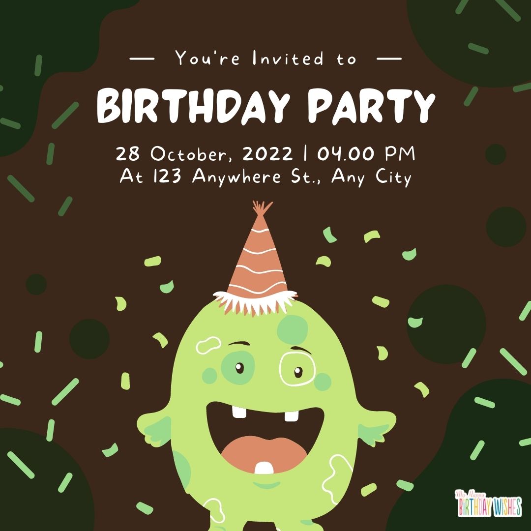 sprinkle green mini alien design Birthday Invitation Card
