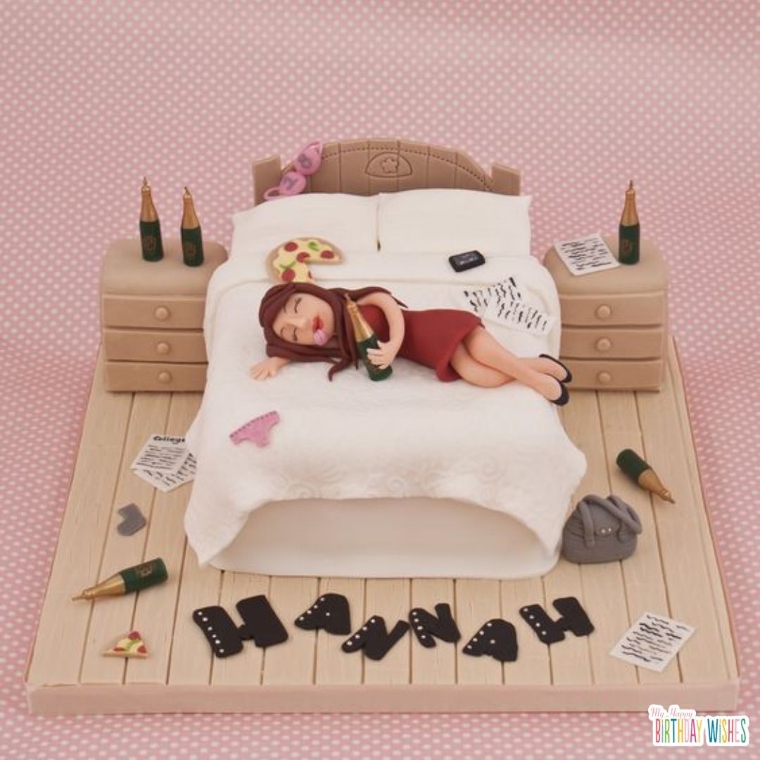 miniature girl on Birthday Cake