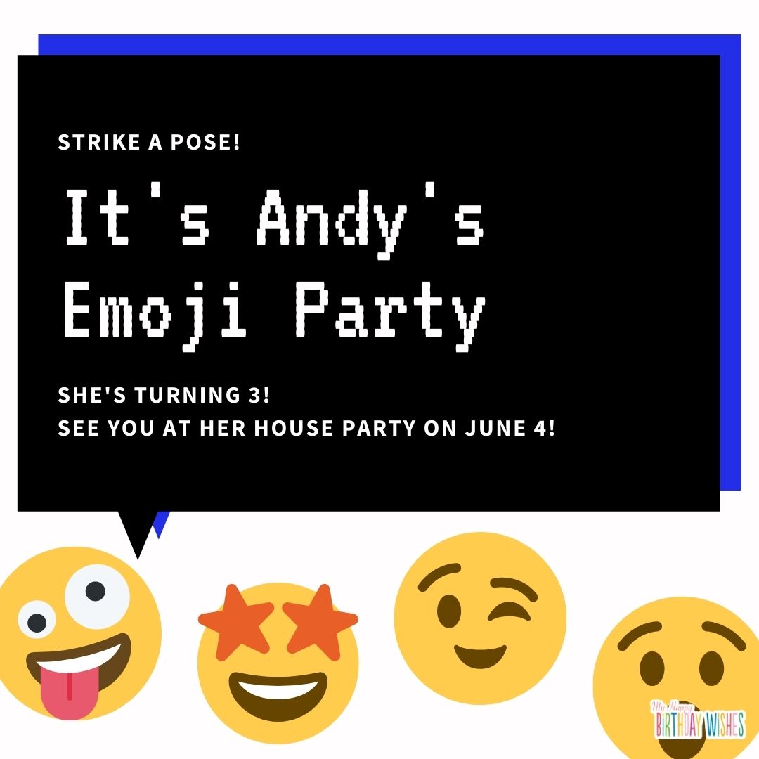 minimal Birthday Invitation Card with different emojis design