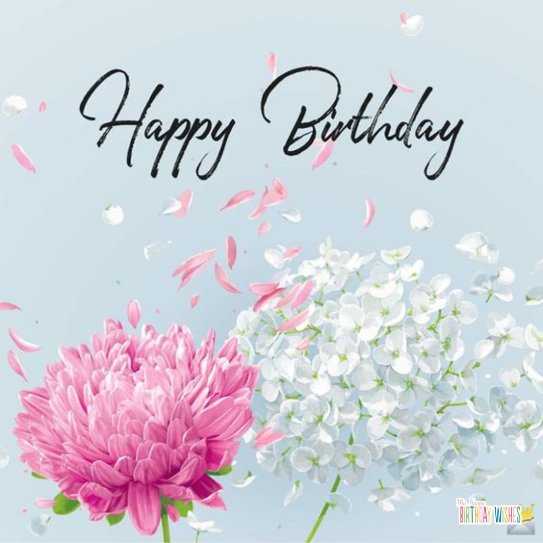 white and pink flower design printable birthday card