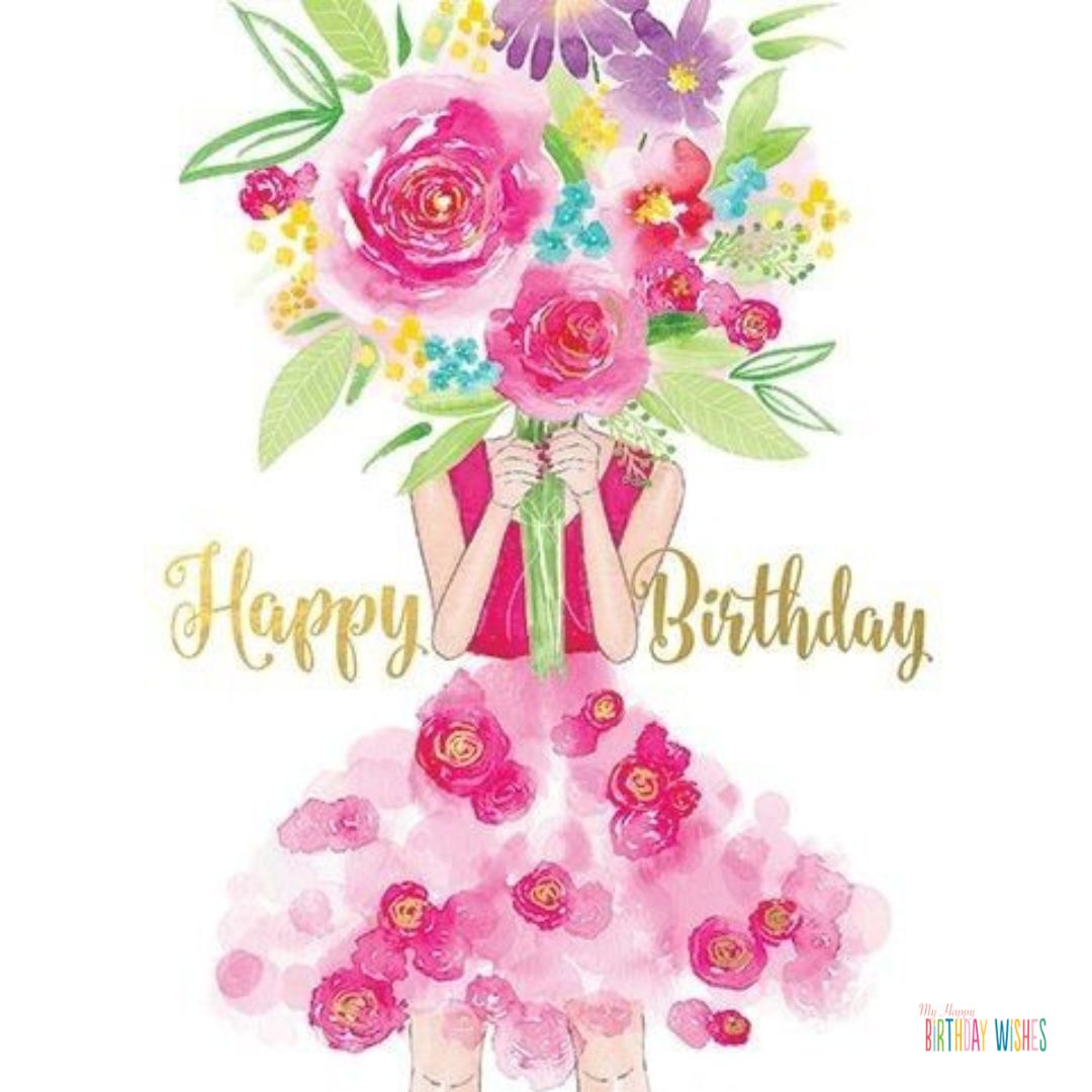Free printable birthday card with flowers design