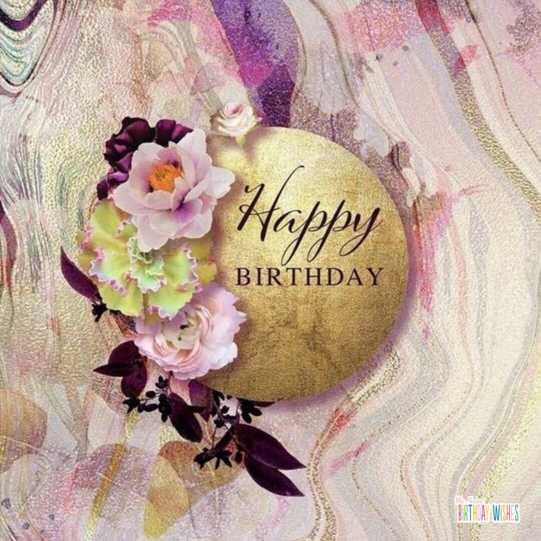 flower and gold theme birthday card