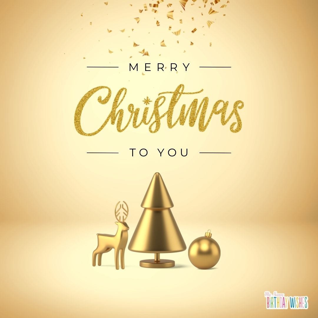 merry christmas card with gold themed design