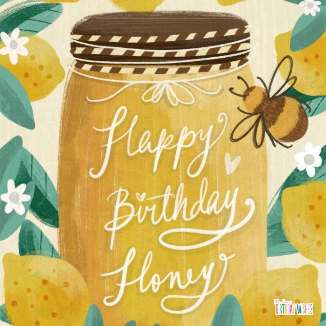 birthday honey with bee design birthday card