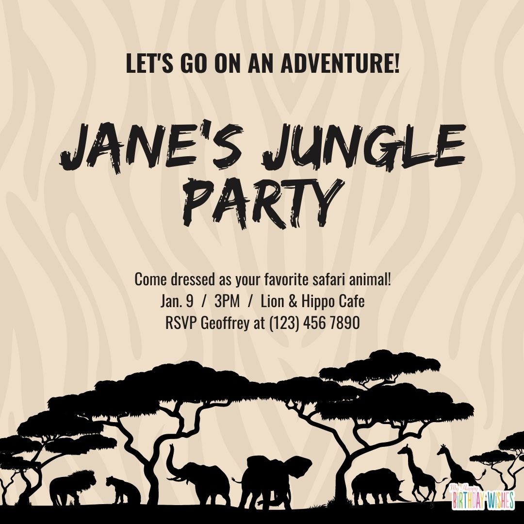 full of animals in the jungle Birthday Invitation Card