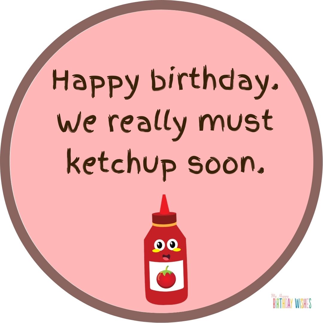 birthday pun about catching up minimal design