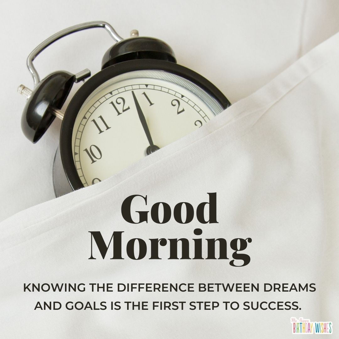 simple morning quotes with clock under the sheet background