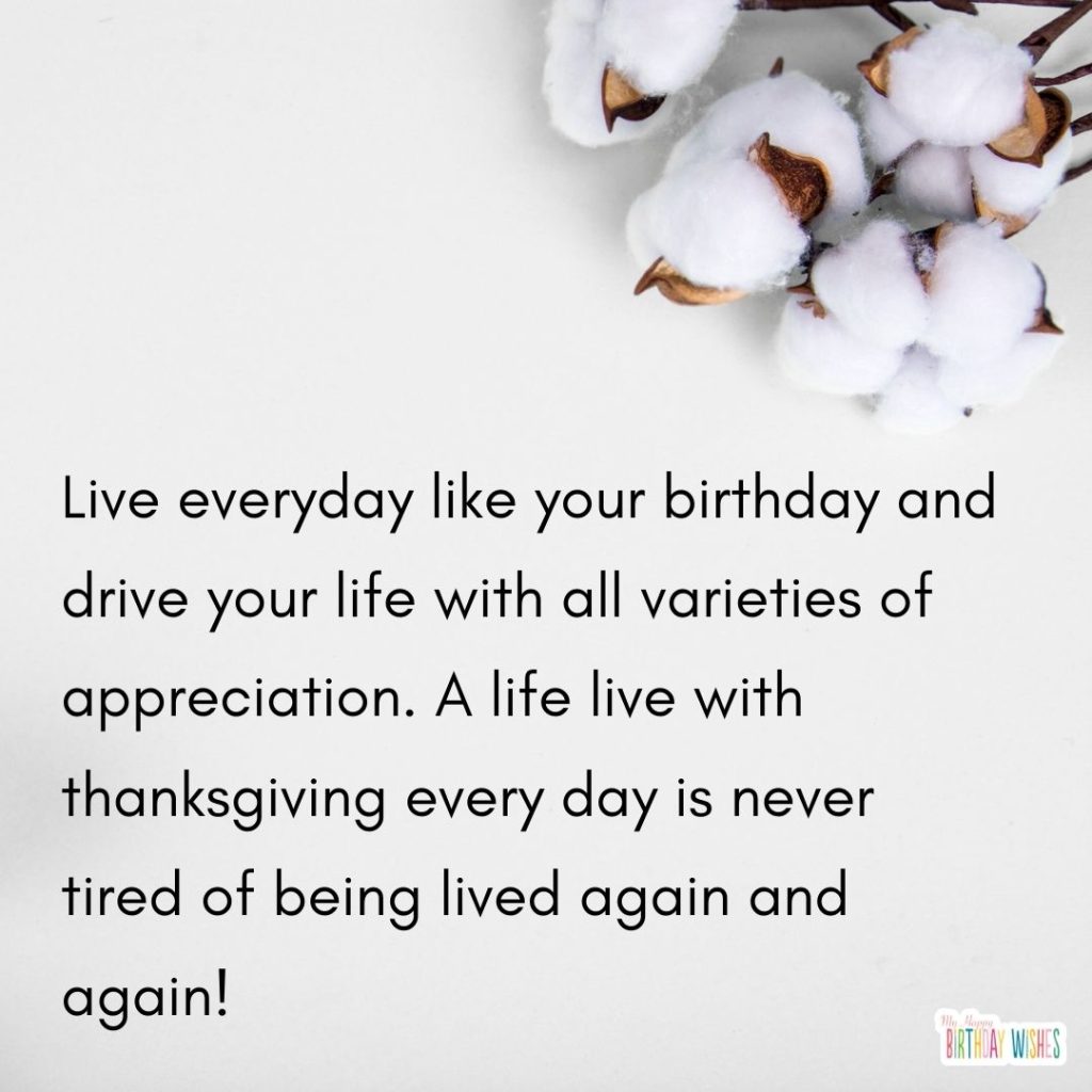 minimal design birthday quote with cotton plant