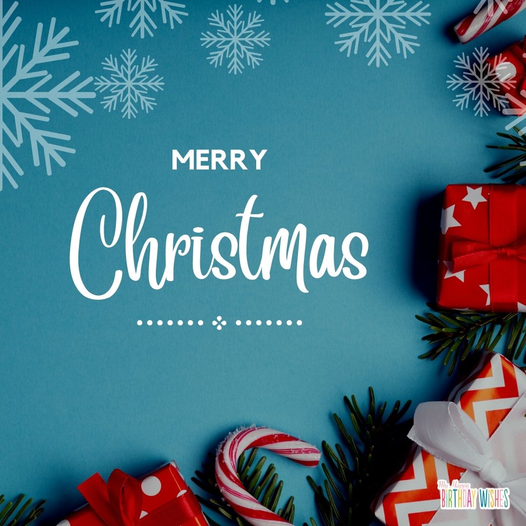 merry christmas with candies and gifts design
