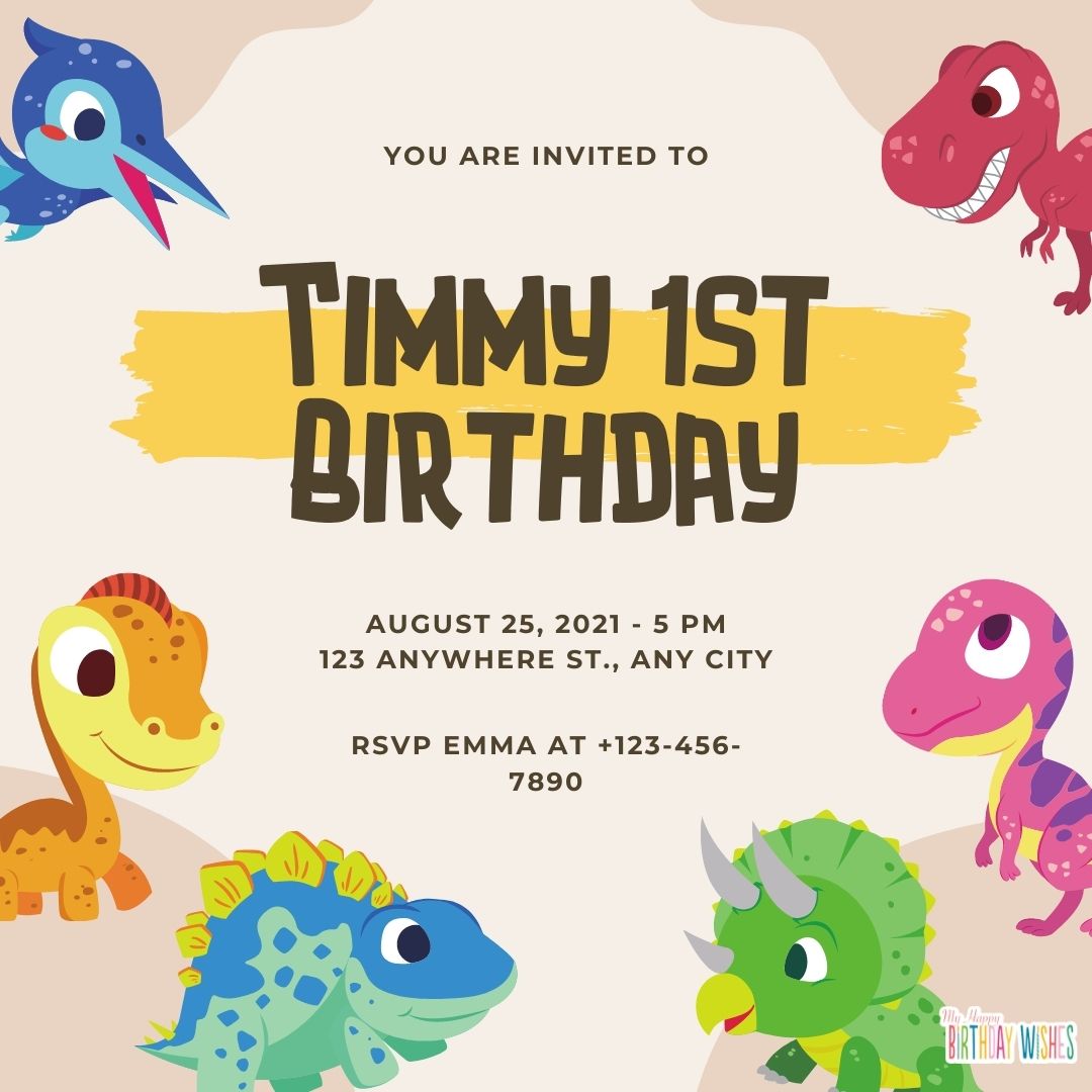 mini dinosaur design Birthday Invitation Card