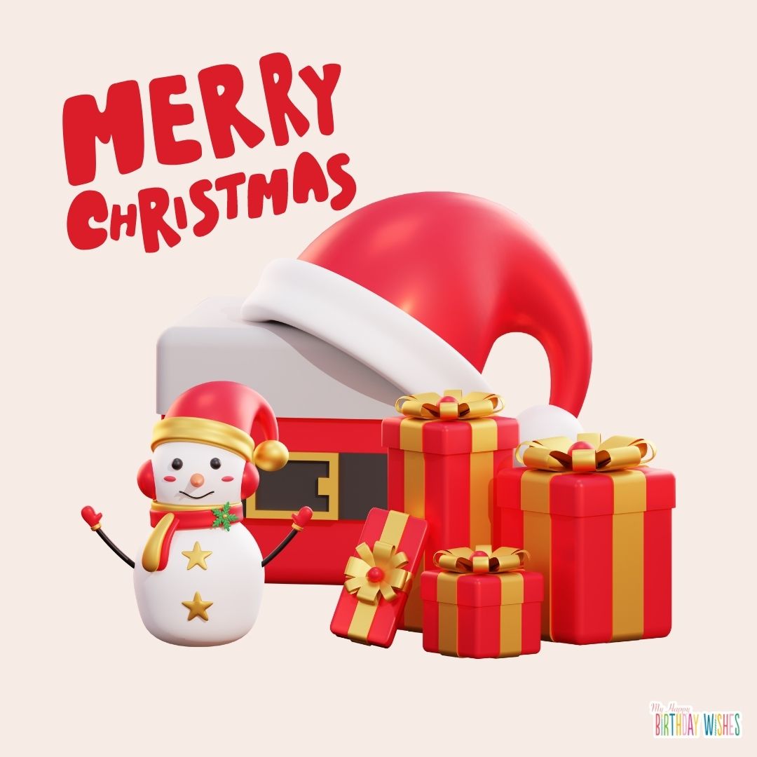 mini snowman minimal merry christmas design card