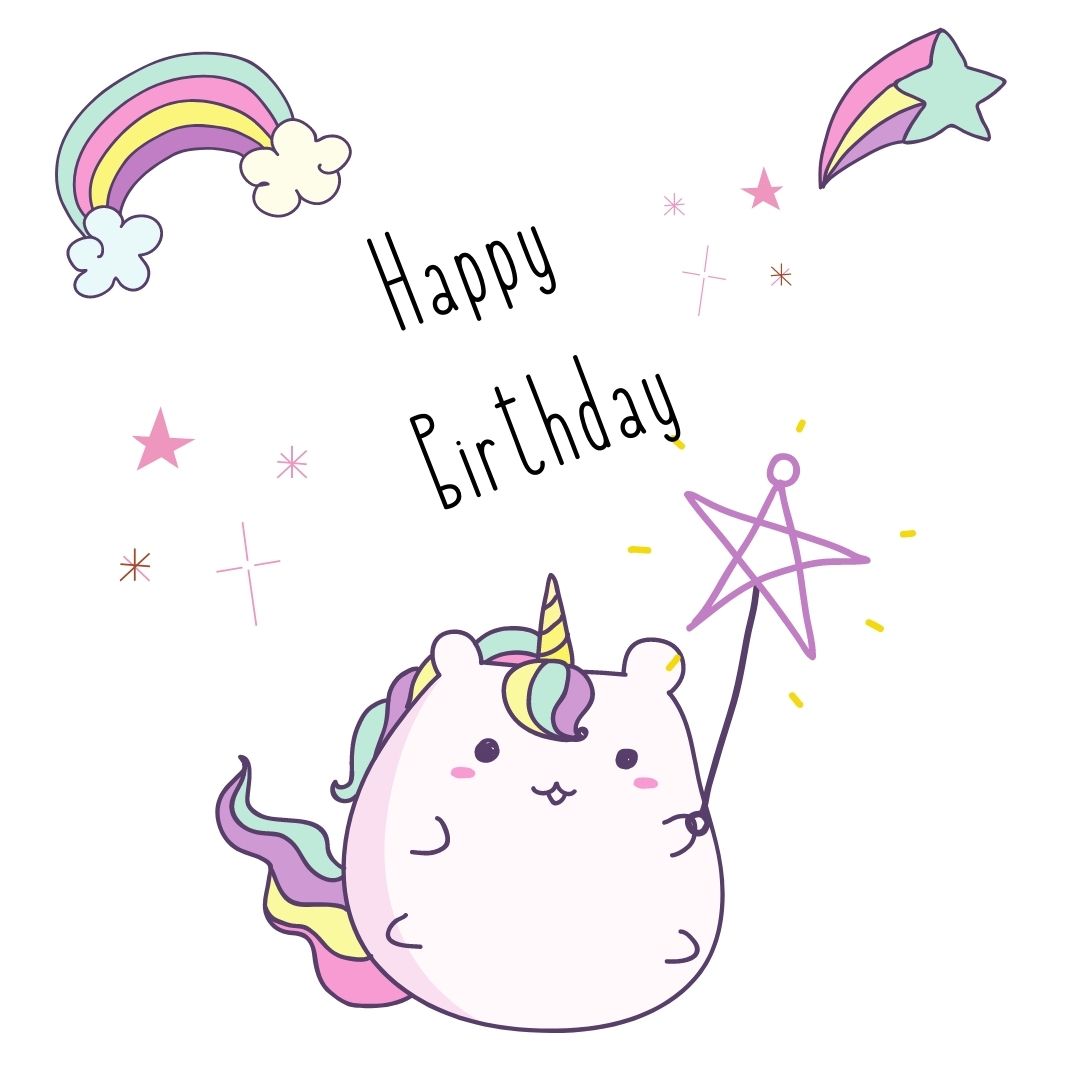unicorn and rainbows Printable Birthday Card