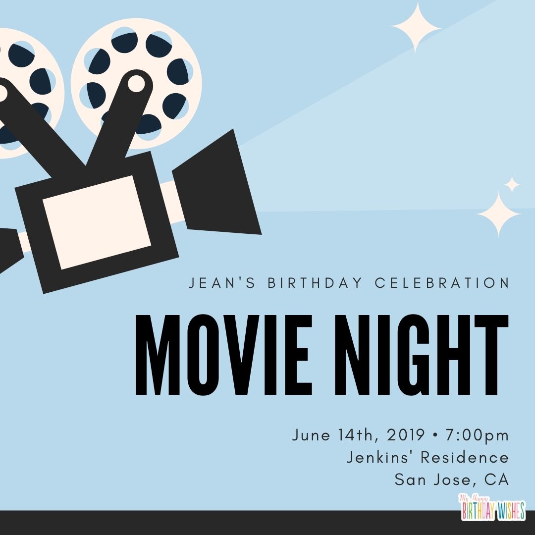 celebrating birthday in a movie type design card