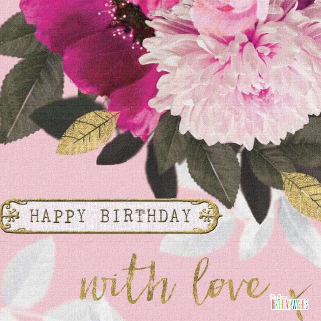 pink flowers birthday card