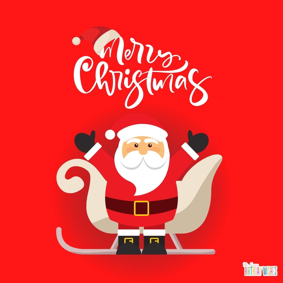red themed design with santa claus christmas card