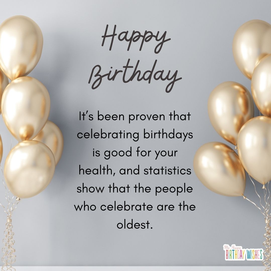 birthday wishes for someone with gold balloons on side design