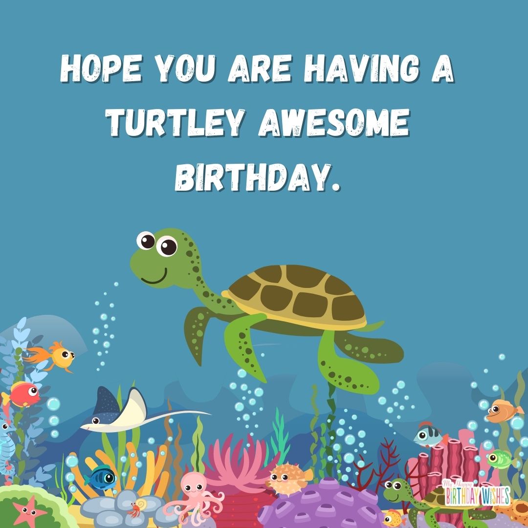 birthday pun about turtle with under the sea design