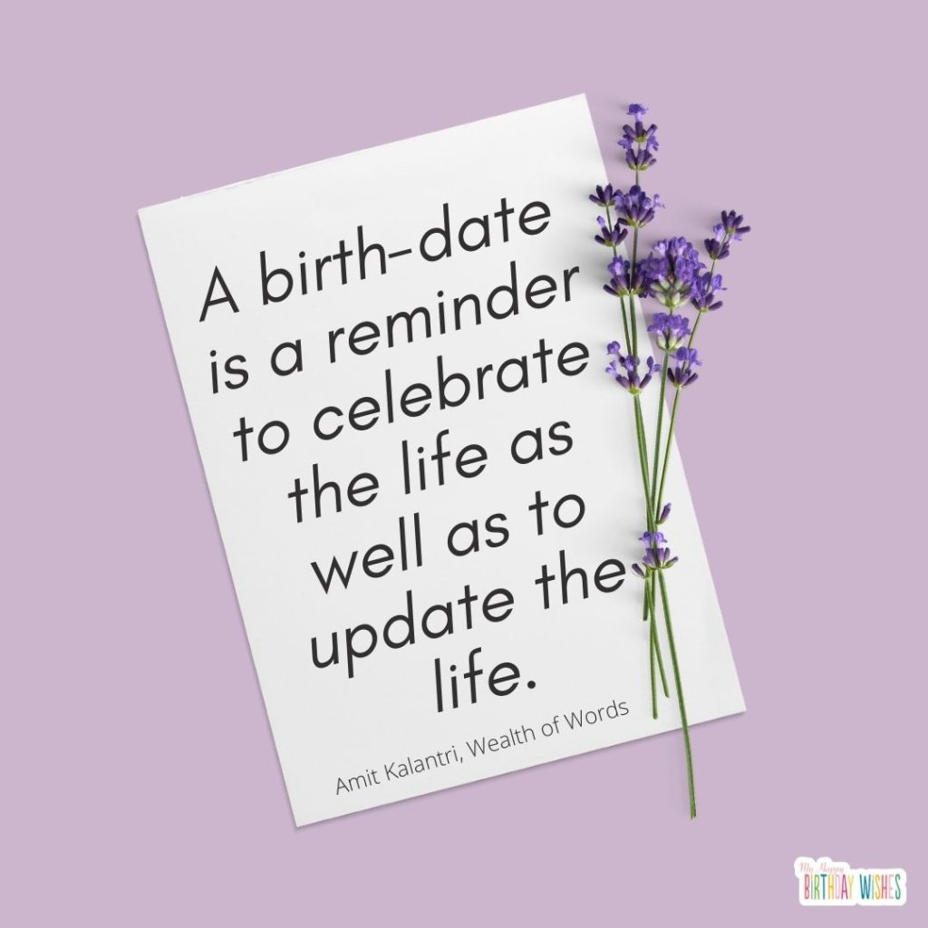 lavender themed birthday card and quote design