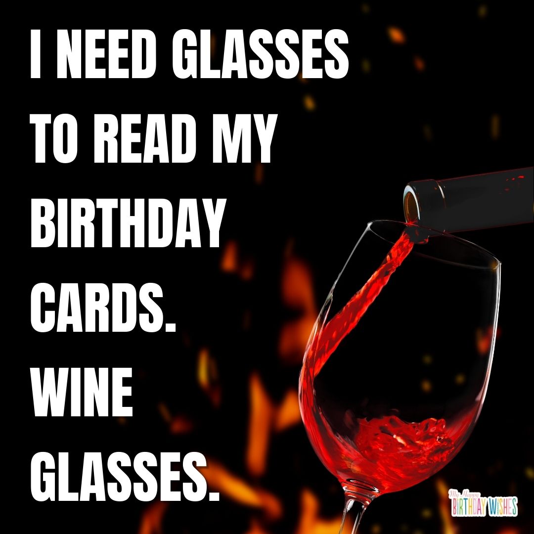 simple design birthday pun about wine glasses with wine glass picture