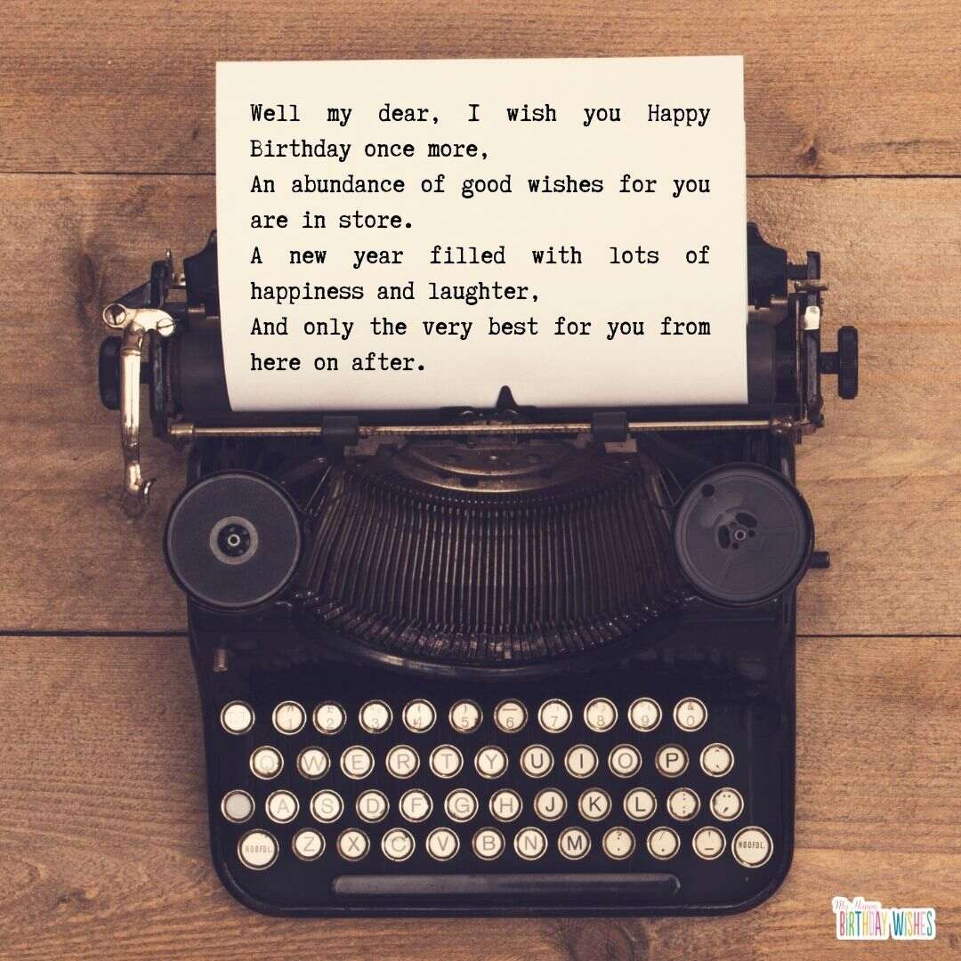typography with typewriter birthday poem card
