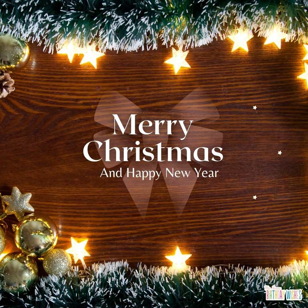 wood, ribbon, tree branches Christmas card design