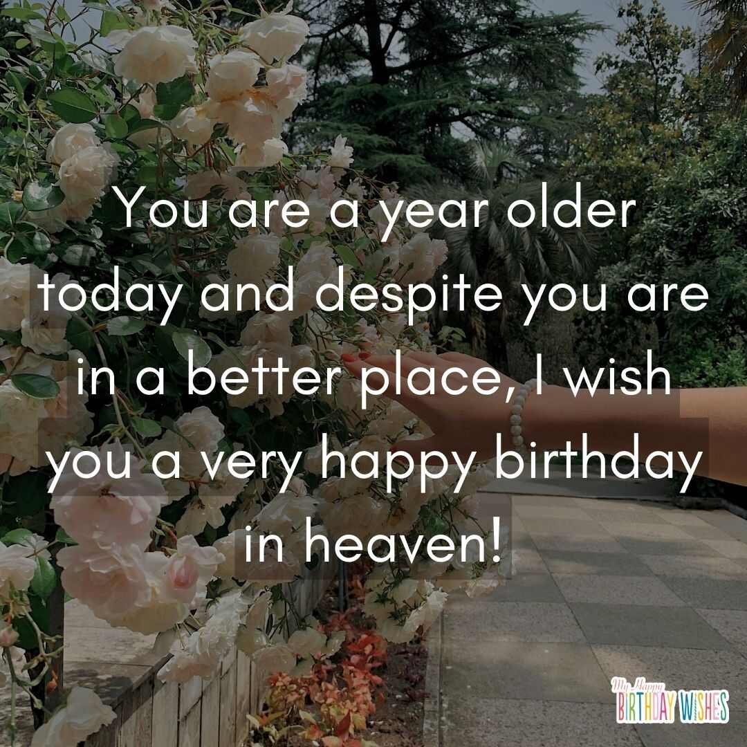 full of flowers birthday card design for someone in heaven