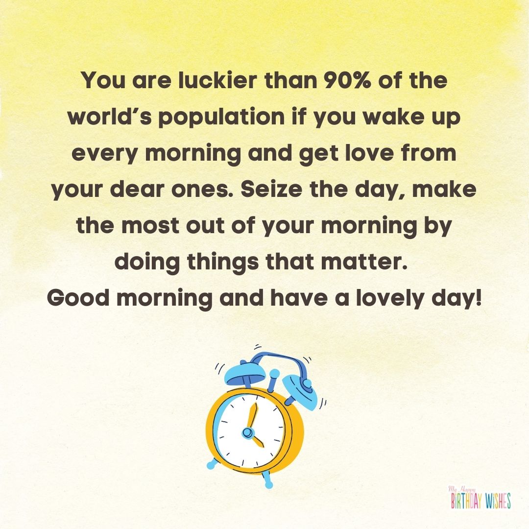 gradient yellow themed wit clock icon morning quote design