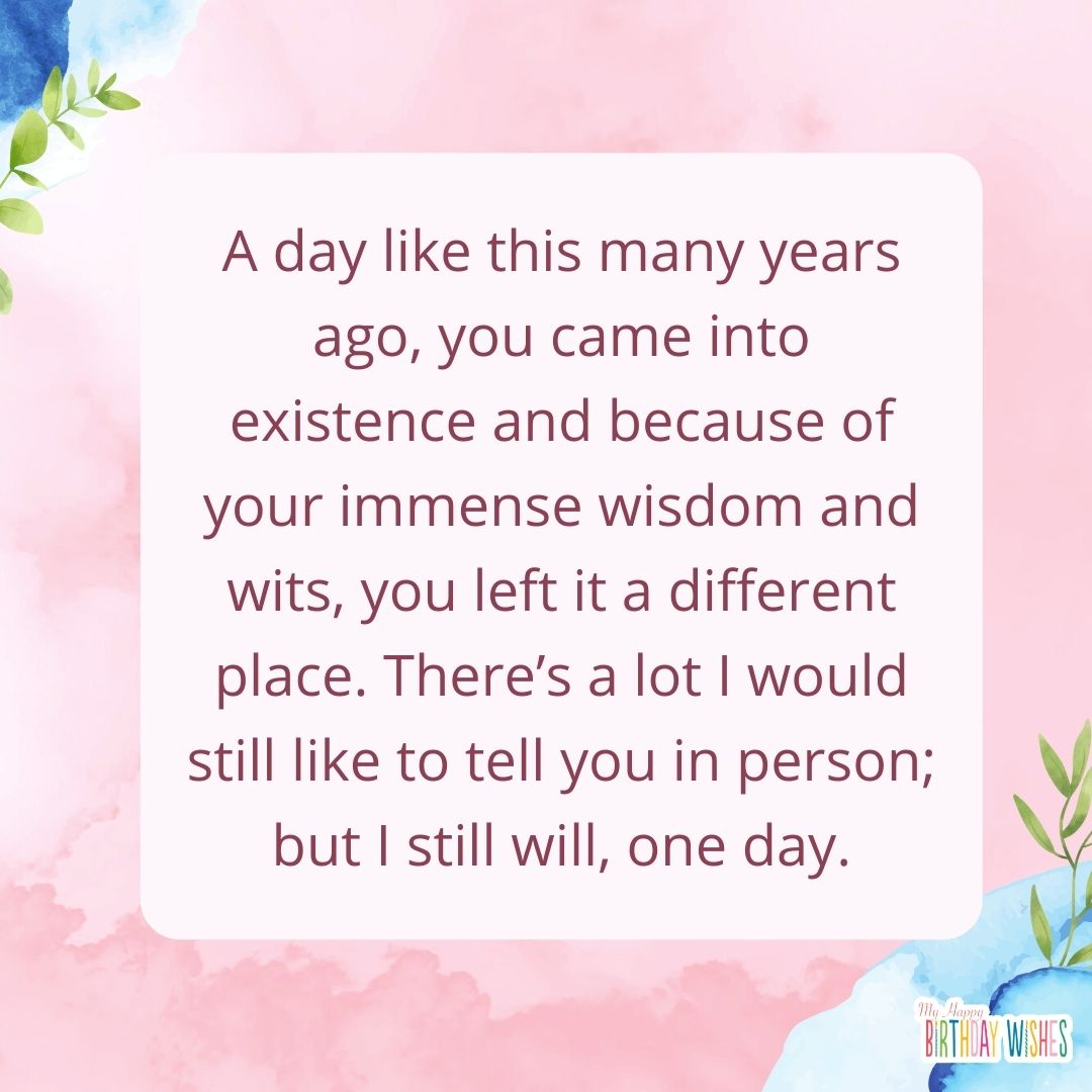 gradient pink and flowers bloom blue birthday greetings