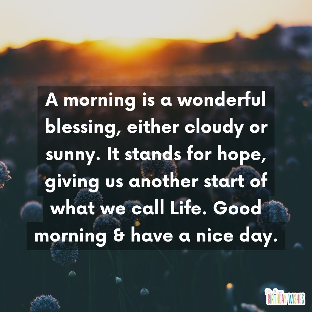 morning quote with sunrise background