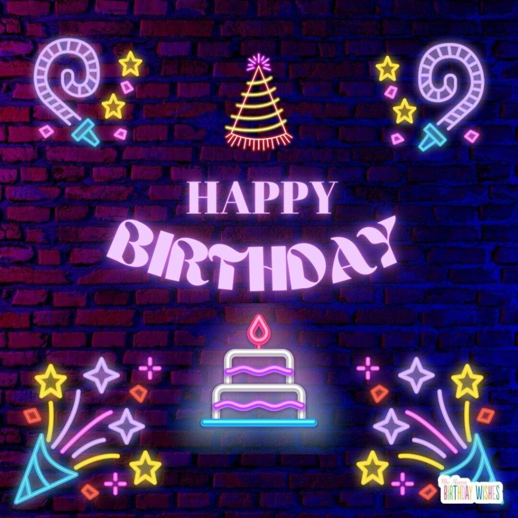 Happy Birthday for others with neon design