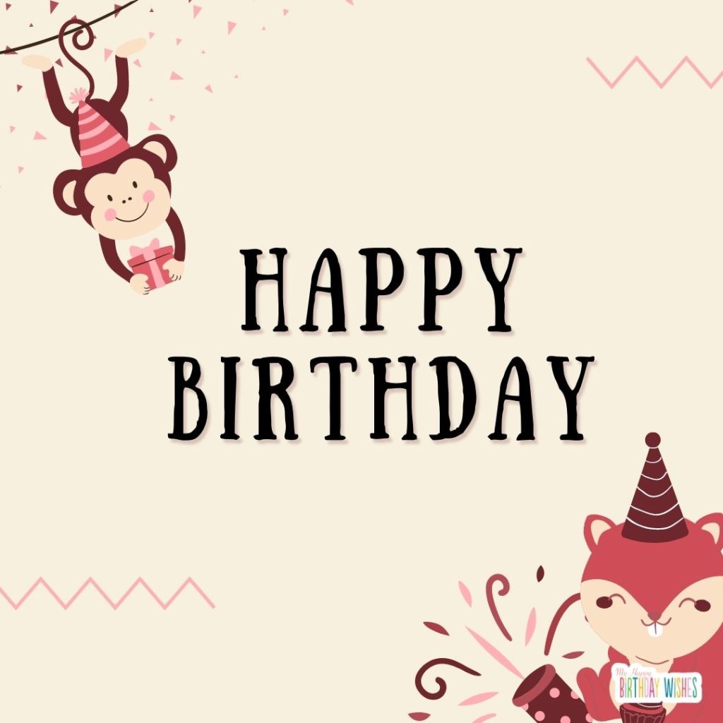 Happy Birthday card with monkey animated