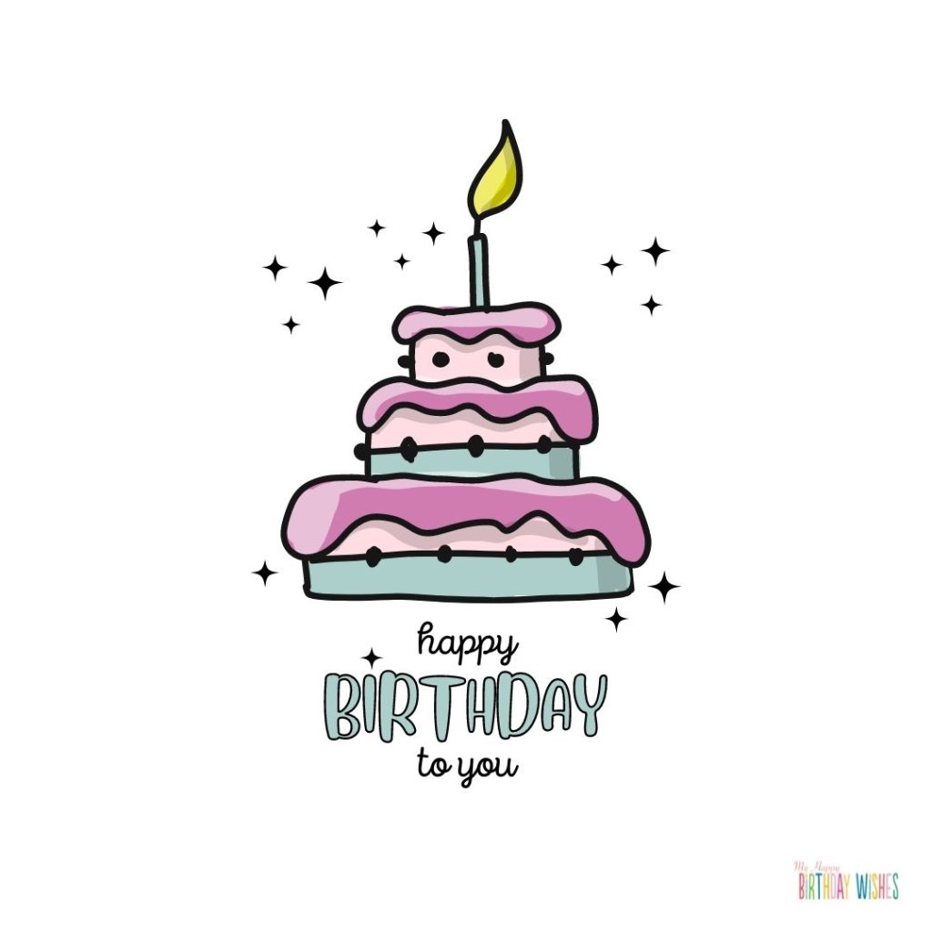 minimal animated cake design birthday card