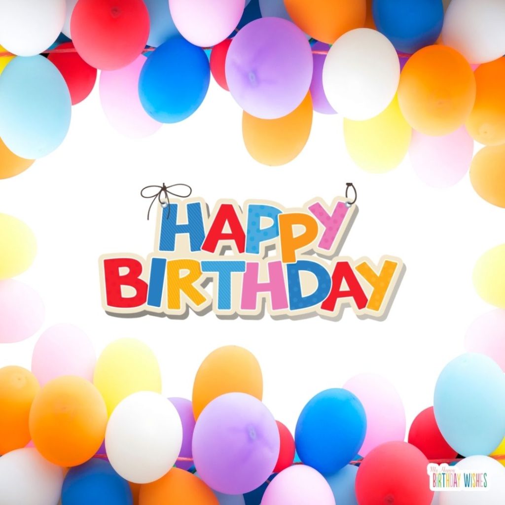 Colorful balloons and happy birthday sticker design
