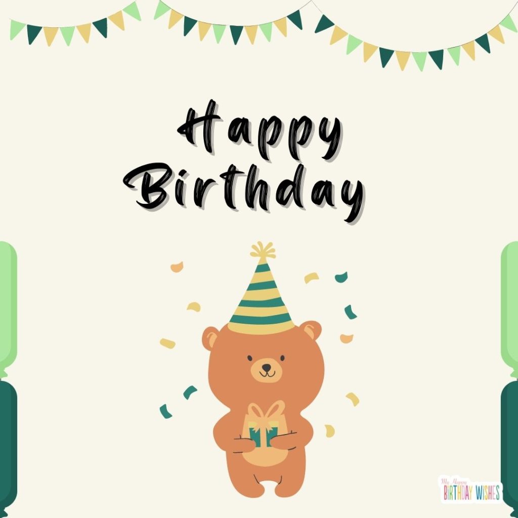 bear with confetti and birthday hat design