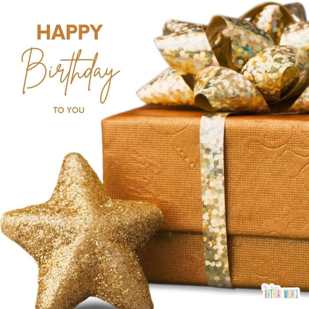 gold and orange gift birthday card